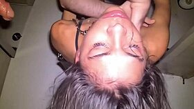 petite blue-eyed teen gags on epic rough facefuck choke deepthroat
