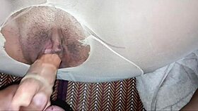 Double cock stuffing shaved pussy until explosive creampie orgasm