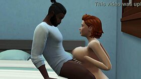 Redhead milf cheats on husband playing sims game fucking massive black cock