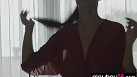 simone's heart races dropping her robe to reveal big natural tits in steamy romantic bath