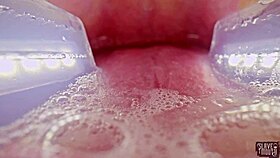 Rebel Rhyder drowns in frozen cum bukkake, probe lens close-up filth!