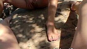 brunette chloe 18 fingers juicy pussy outdoors to squirting orgasm