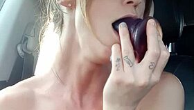 hey check vanessa hastings gagging on dildo in car