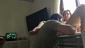 i kiss my big ass girlfriend's natural tits while fucking her submissive in kitchen