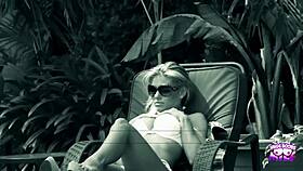 Spying Tight Blonde Masturbates Then Takes Hard Outdoor Pounding
