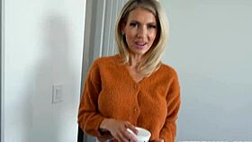 gigi dior can't resist sucking stepgrandson's monster cock in hot bedroom blowjob