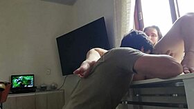 i kiss my big ass girlfriend's natural tits while fucking her submissive in kitchen