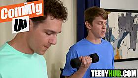 harley feels so horny watching guys workout, flashes upskirt then begs for threesome pounding
