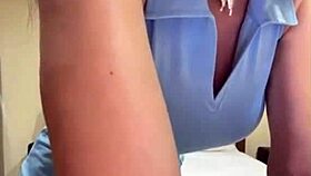Homemade video of busty beauty riding huge dildo doggystyle