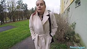PUBLIC AGENT fucks RUSSIAN STUDENT shaved pussy in stairwell hardcore POV