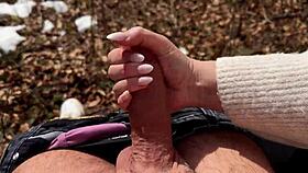 they sneak into the forest for wet handjobs deep blowjobs and risky doggy