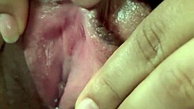 detailed fingering of girlfriend on soft hotel bed by close friend
