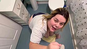 This babe casually hums happy birthday while slurping cock in dirty session.