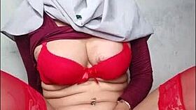 hijab shemale bounces on dildo anal ride till explosive cum