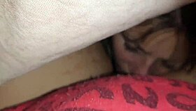 Girlfriend sneaks cunnilingus wake-up in our tent on Halloween—hairy beaver LICKS to ORGASM