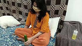 pakistani babe caught with cucumber then fucked hard deep