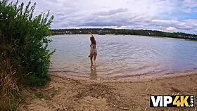 Picked up a girl for lakeside outdoor fun