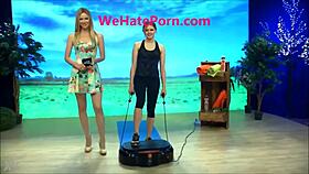 Oops blonde celebrity Jana Hartmann skirt thong panties upskirt sexy on TV show