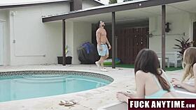 lucky guy joins licking friend's pussy then fucks