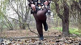 Whoa chubby cougar pees doggystyle in flimsy summer dress dripping wet! 🍑💦😏