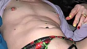 milf jerks husband's cock then rides huge dildo in crotchless panties