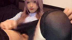 pink haired crossdressing ladyboy vibes her tight ass solo masturbation frenzy