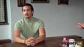 Mommy4k horny milf with big tits rides young boyfriend hard on kitchen countertop