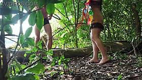 rebecca santos anal creampie squirts out in woods