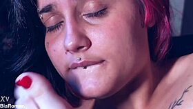 Pretty latina's submissive toes get licked while she gags on deepthroat domination