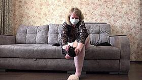 Hey chubby MILF, show that big ass in new stockings for foot fetish!