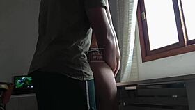 i kiss my big ass girlfriend's natural tits while fucking her submissive in kitchen