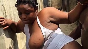 curvy european woman with huge natural tits enjoys intense outdoor session