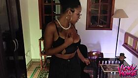 cute sexy latina dances outdoors in see through lingerie