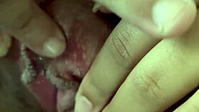 detailed fingering of girlfriend on soft hotel bed by close friend