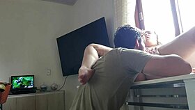 i kiss my big ass girlfriend's natural tits while fucking her submissive in kitchen