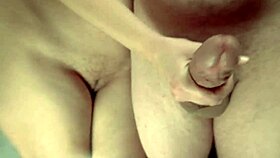 guy gets ultra close-up handjob and explodes cum everywhere on camera