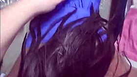 ebony babe kneels sucks boss cock then doggystyle pounded