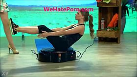 Oops blonde celebrity Jana Hartmann skirt thong panties upskirt sexy on TV show