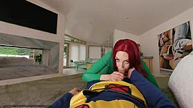 sexy redhead phoenix rides monster cock in x-men heels cosplay!