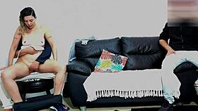 Stepdad tests girlfriend bent over in front of him 😈🍑