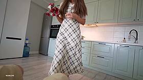 caught with huge boner in kitchen she shakes ass for hot cum