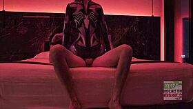 amateur mexicana cosplayer as black spider woman fucks with big cock petite tight pussy