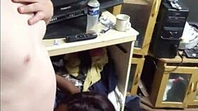 ebony babe kneels sucks boss cock then doggystyle pounded