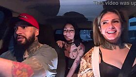 Petite 18yo's small tits sucked till cum in wet car pussy lick!
