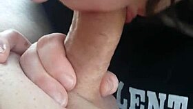 horny brunette nymphos give sloppy deepthroat blowjob at the lake outdoors