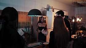 brazilian latina bends over halloween night for rough monster cock pounding