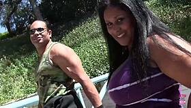 Ebony BBW Delilah Reverse Cowgirl Rides Big Cock on Sofa