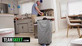 Sucking his cock before riding with perky natural tits