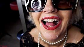 50yo cougar laughs while boy unloads huge facial cumshot full vid