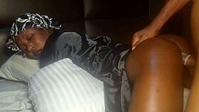 long black cock strokes drip cream from her wet bedroom pussy
